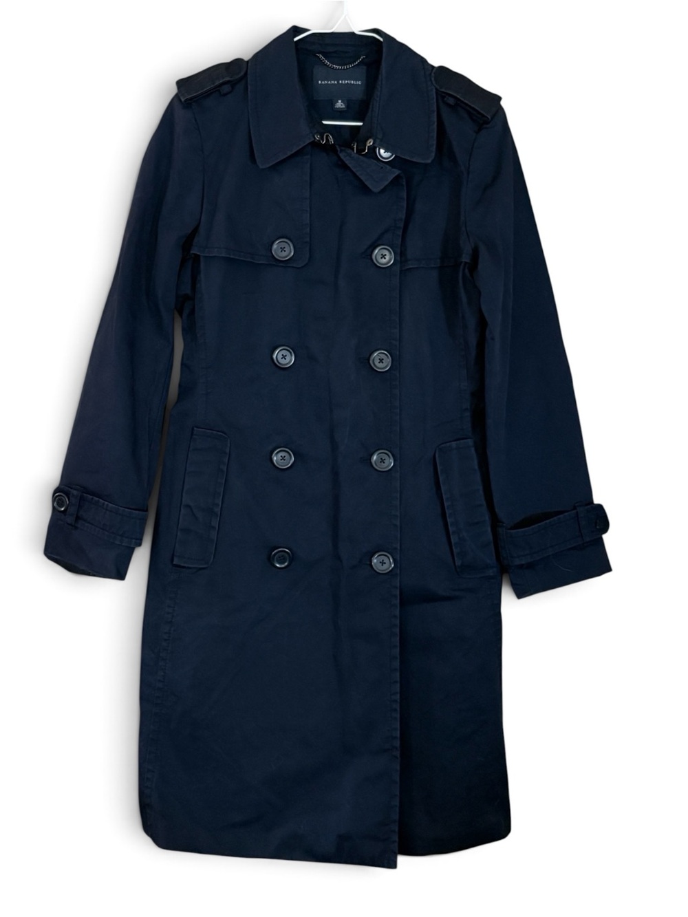 Banana Republic Black Double-Breasted Trench Coat